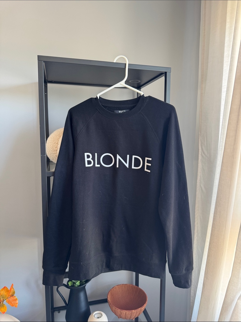 093.Brunette The Label Black 'BLONDE' Crewneck Sweatshirt